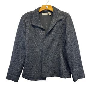 Chico's Black Stretch‎ Shiny Lightweight Cardigan Open Front Size 1